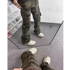 美式复古微喇叭迷彩工装牛仔裤男女新款休闲马蹄裤子LN12200-P62，男装牛仔裤，星座1008