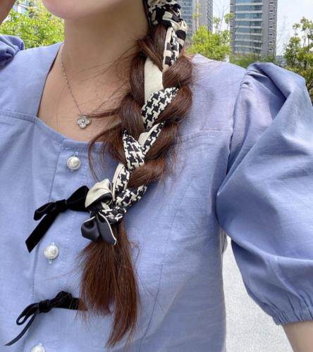 麻料小蝴蝶结上衣，女装，新袖