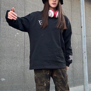 CP1206-P40 刺绣重磅长袖T恤男女潮牌春秋季内搭卫衣美式打底上衣图片