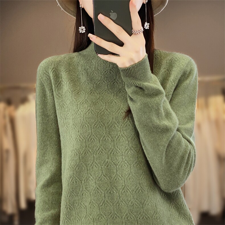 2025年秋季套头常规长袖通勤休闲/淑女菱形半高套头衫时尚百搭,针织衫/毛衣,斯美雅安迪绒