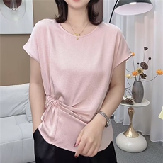 2025时尚侧收腰小衫常规纯色，女装T恤，思沃羊绒