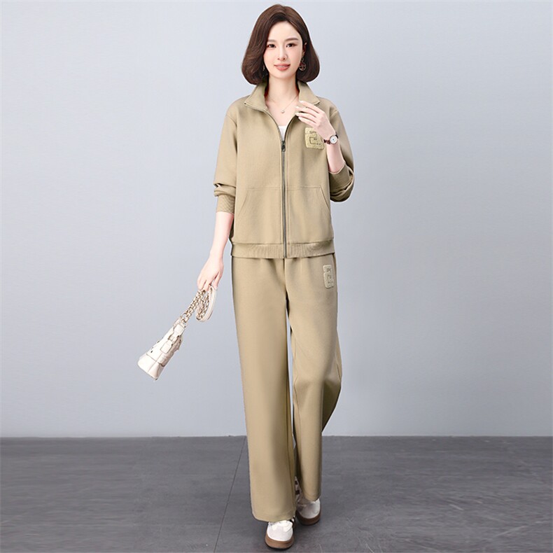 运动套装女早春穿搭2025新款春秋装搭配一整套休闲妈妈时尚两件套,女装套装/套裙,涵誉