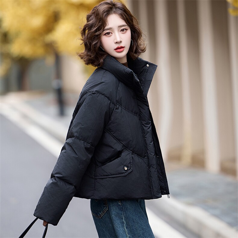 时尚气质女款短款羽绒服冬季保暖轻薄显瘦外套90%白鸭绒填充黑色百搭设计,女装羽绒服,姿衣坊