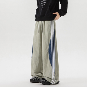 8XL-M 加绒加厚条纹工装裤束脚休闲阔腿美式运动裤男K9116P58控78图片