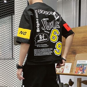夏季短袖t恤男潮流宽松半袖印花打底衫男士上衣服DT05P30