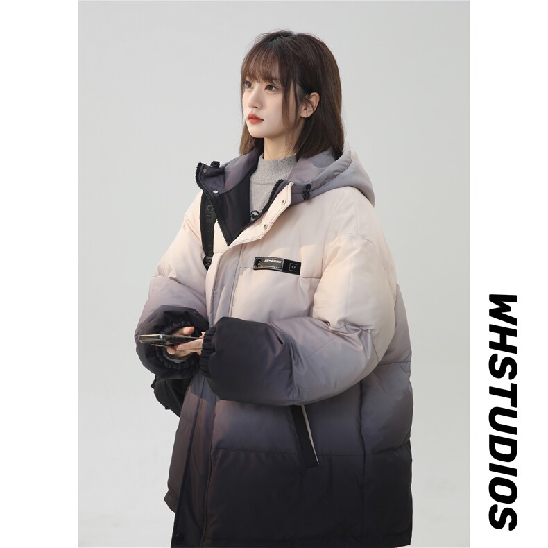 XZ-230-1MY53冬款中性风宽松简约扎染渐变休闲连帽棉服P128控158,男装棉衣,星座230-1