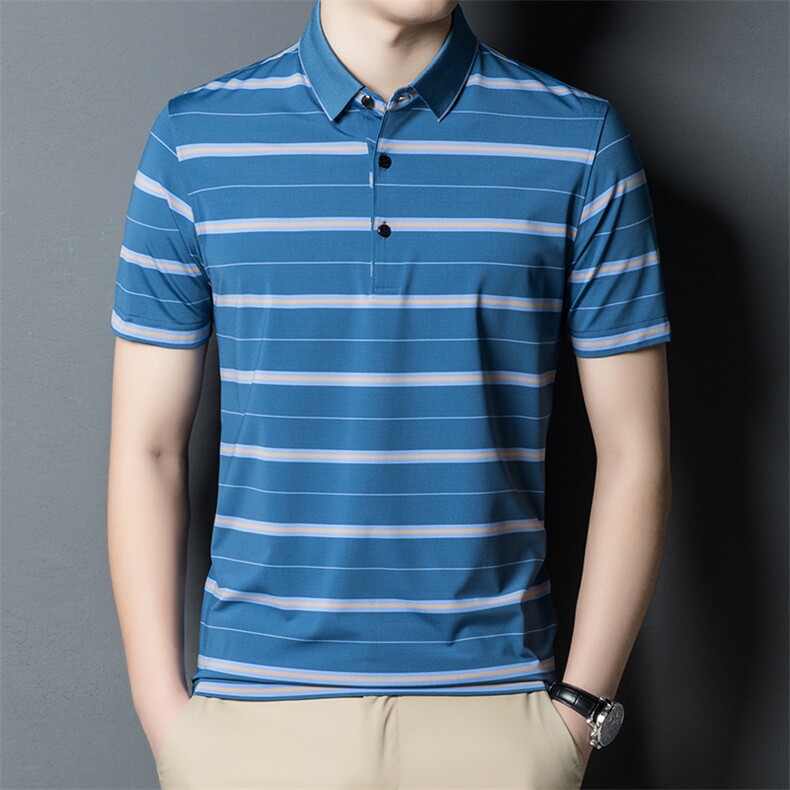 夏季新款男士翻领短袖t恤中年有领男装上衣服休闲POLO衫图片