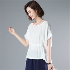 T恤圆领低领纯色宽松自然舒适2021年夏季，女装T恤，奕阳依阁