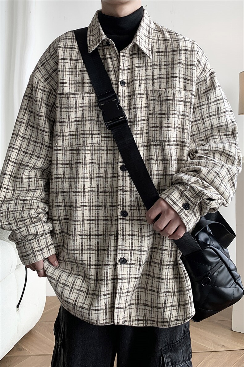 小香风衬衣大码M-5XL情侣潮长袖衬衫男225-2-CS709-P58,男装衬衫,星座225-2