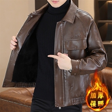 秋冬加绒加厚男士休闲翻领潮流皮衣外套夹克PY801-P105，男装夹克，星座310B-3