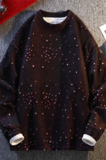 彩色星星提花破洞圆领卫衣男女设计感美式长袖t恤W4682-特价P50，男装T恤，电商A007