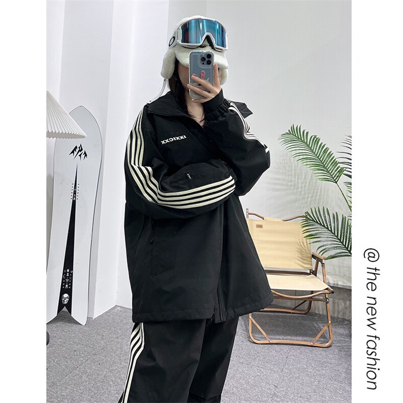 冬新条纹拼接防风防水滑雪服套装俩件套时尚保暖外套TZ031-P235,男装休闲套装,电商A001-1
