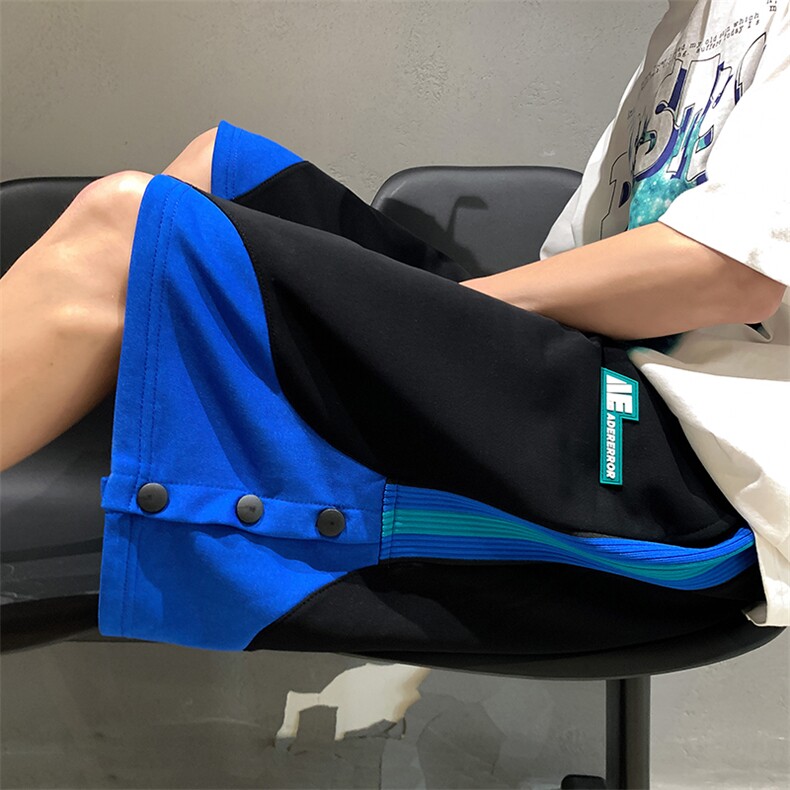 2025夏季港风排扣宽松拼色休闲短裤B266-DK07-P30,男装牛仔裤,星座B257-1