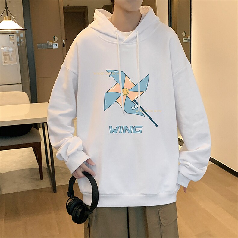 WY2112-P35加绒款-P40纯棉连帽卫衣男大码运动帽衫宽松薄外套男,男装卫衣,电商A040