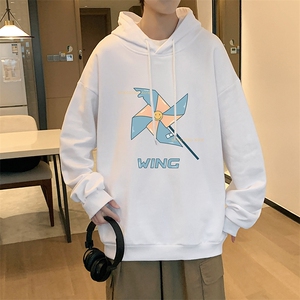 WY2112-P35 加绒款-P40 纯棉连帽卫衣男大码运动帽衫宽松薄外套男图片