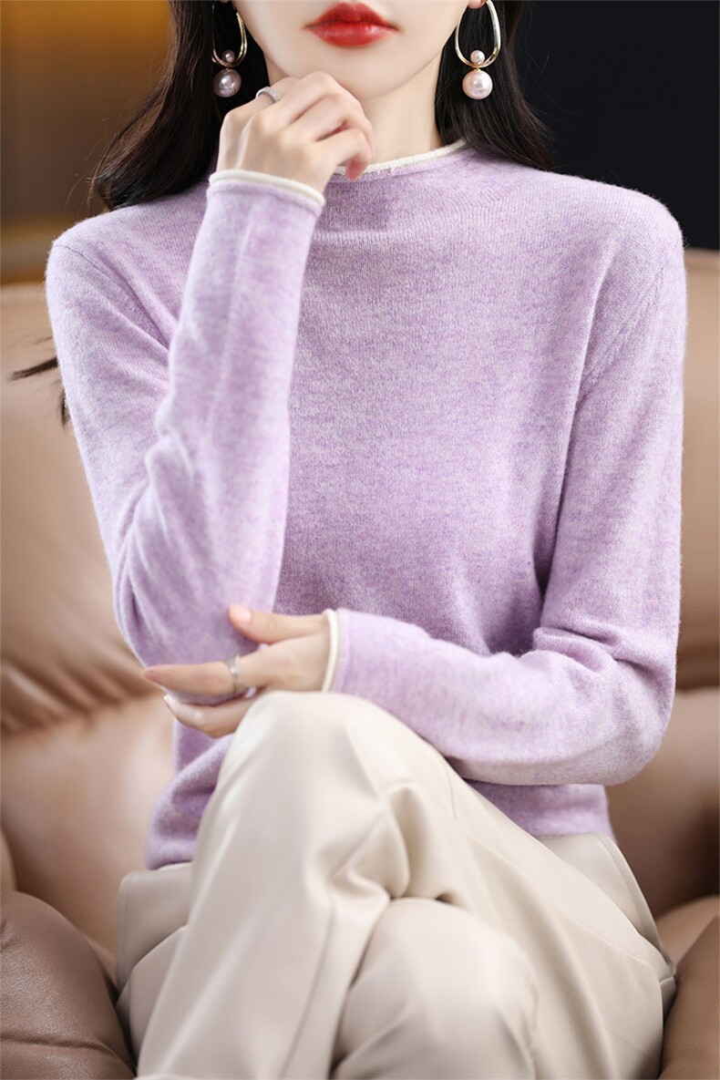 毛衣女2025秋冬内搭宽松洋气羊毛针织打底衫配大衣半高领纯色百搭,女装羊毛衫,开创羊绒