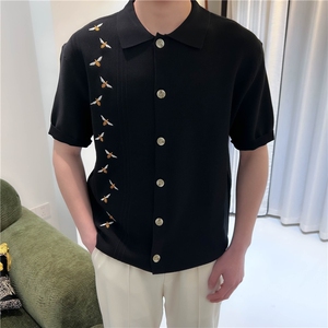 夏季男士刺绣针织衫翻领POLO短袖冰丝T恤 N6735-P58图片