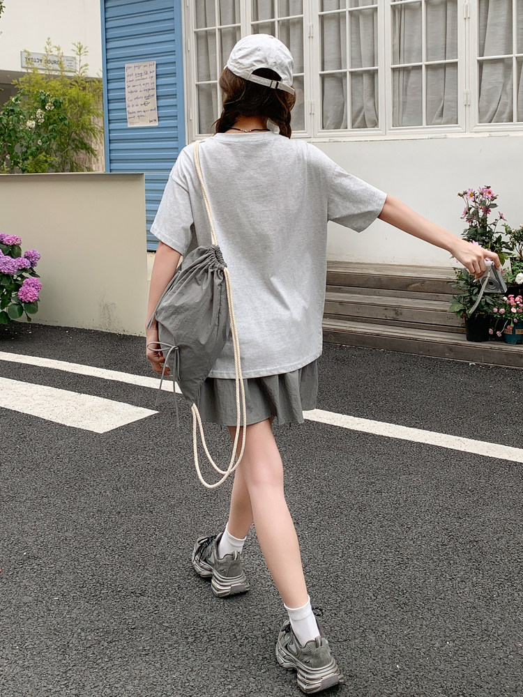 时髦感洋气减龄字母印花T恤套装裙女2025年夏季新款半身裙两件套,女装套装/套裙,浙宝220