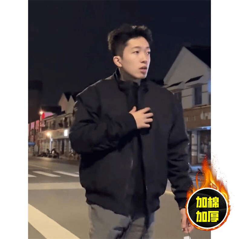棉衣5W件现货冬季美拉德立领飞行夹克廓形高街棒球服加棉加厚外套,男装夹克,电商A486