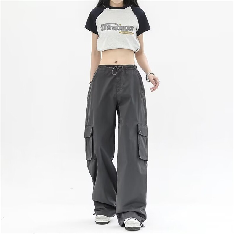 夏季粉色工装裤女欧美hiphop美式高街潮日系复古休闲裤TK274-P45图片