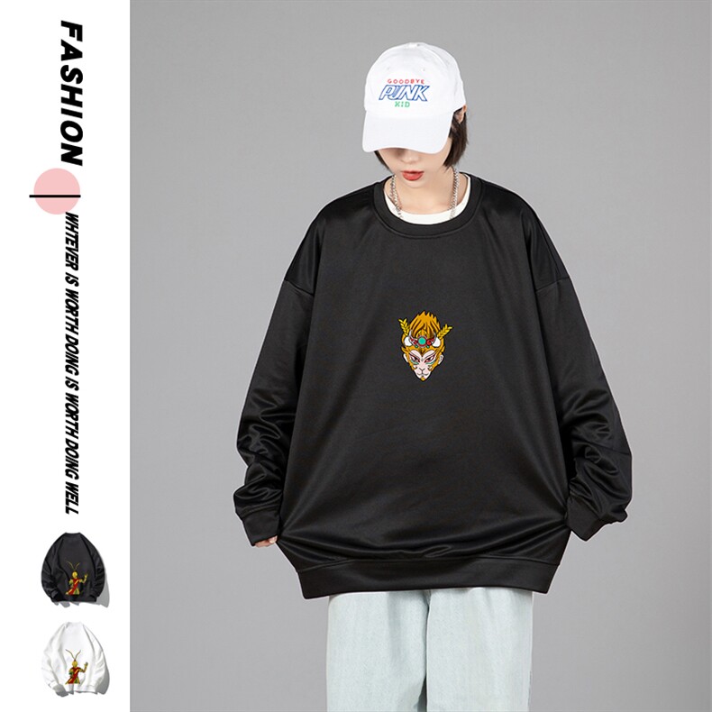 2021新日系大码男蒙马特宽松潮悟空卡通休闲印花卫衣W5057-P28，男装卫衣，电商A001