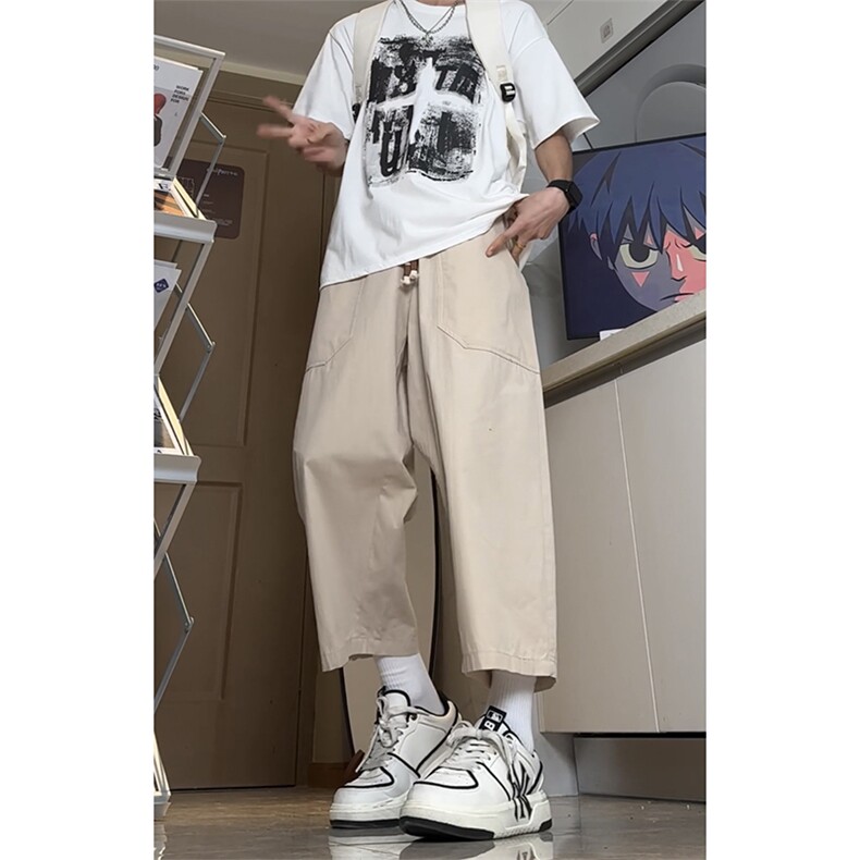 新款日系简约ins风直筒宽松裤潮牌ins男休闲裤子K344TP38控59,男装休闲裤,电商A102B
