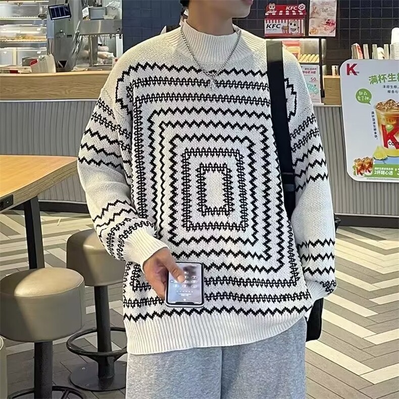 男士圆领加厚保暖毛衣打底衫秋冬季宽松针织衫男冬款MY05517-P43,男装针织衫/毛衣,星座308B-1