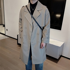 新款韩版明线设计中长款风衣外套男过膝双排扣风衣男潮FY005-P170，男装风衣，电商B267