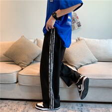 韩版潮流百搭抽绳条纹休闲裤子男束脚裤潮牌ins运动裤K903-P28，男装休闲裤，星座512-4