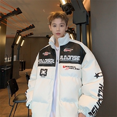 新款美式PU皮棉衣冬季加厚棉服潮牌机车外套ins男M6615-P128控168，男装棉衣，星座307A