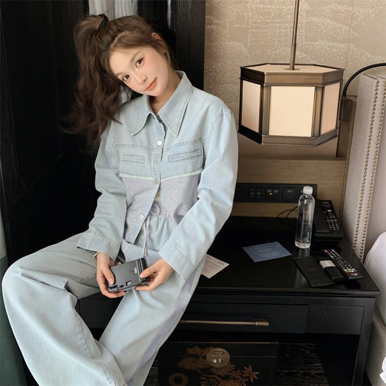 档口现货2025新款女装春秋韩版休闲牛仔两件套356-p165-k238,女装套装/套裙,2C266