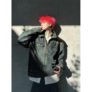 痞帅牛仔外套男潮牌口袋装夹克潮流 JH55图片