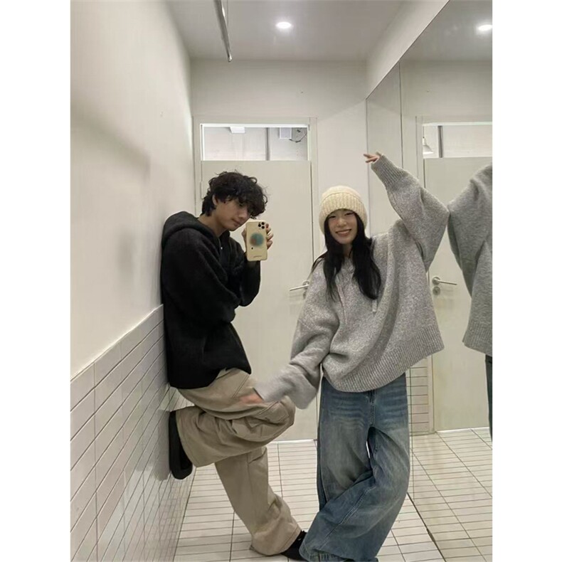 网图有货美式连帽针织衫外套男女宽松复古情侣套头线衣A992-P58,男装针织衫/毛衣,星座1505