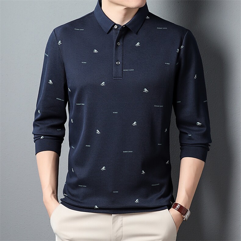 男士2023春秋季新款长袖T恤中青年休闲POLO条纹上衣男PL22321-P70，男装Polo衫，星座1105-3