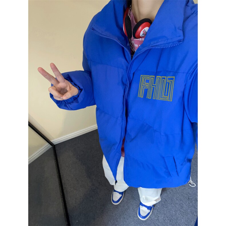 抖音品质潮流字母印花简约宽松立领棉服外套MY23406特批70控118,男装棉衣,星座605(原A050)