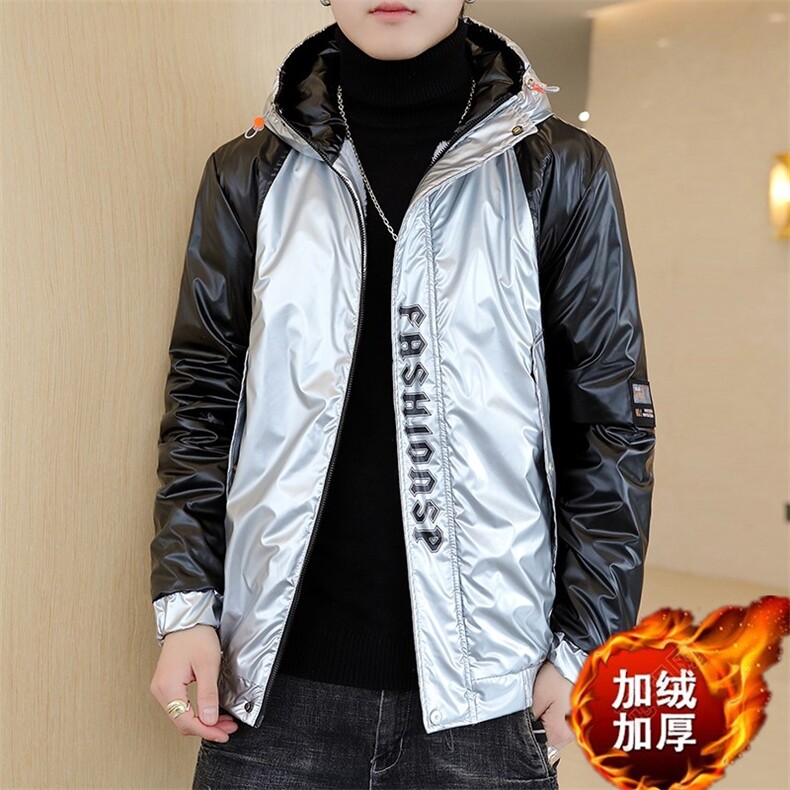 冬季亮拼袖羽棉服男模特加厚夹克保暖外套工装棉衣蓝870加绒,男装夹克,星座1207