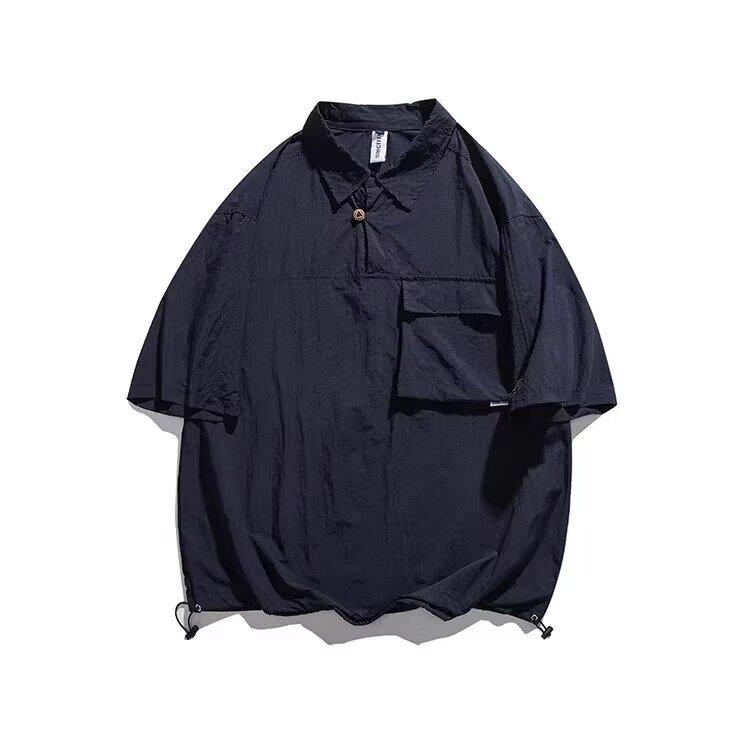 C243-P30日系复古夏季2024工装衬衫男女短袖polo衫宽松t恤上衣,男装Polo衫,电商B323A