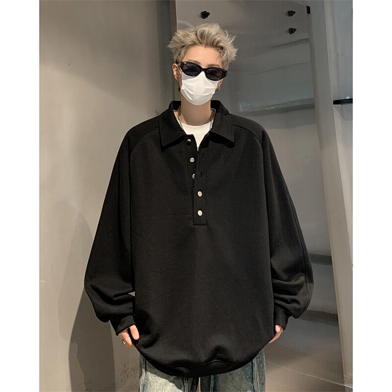 潮酷个性时尚外套韩版纽扣翻领运动风百搭卫衣HY630TP48控78,女装短外套,电商A102B