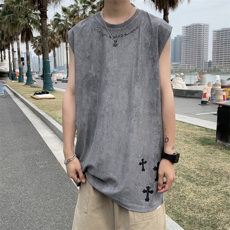 BX06-P30美式鹿皮绒潮流复古背心,男装T恤,星座1501-1