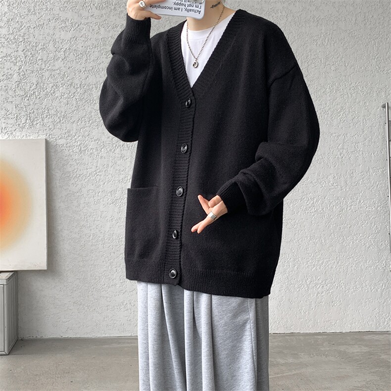 8XL-M大码V领开衫毛衣外套男日系复古宽松慵懒风针织衫KS002p55,男装针织衫/毛衣,电商B312