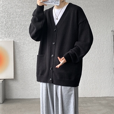 8XL-M大码V领开衫毛衣外套男日系复古宽松慵懒风针织衫KS002p55，男装针织衫/毛衣，电商B312