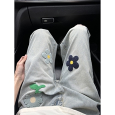 1014-1-KZ254-P45-美式高街植绒绣花牛仔裤男，男装牛仔裤，星座1014-1