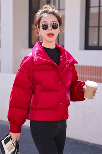 高级感纳米亮面免洗羽绒棉服女2023年冬季新款女装时尚气质外套图片