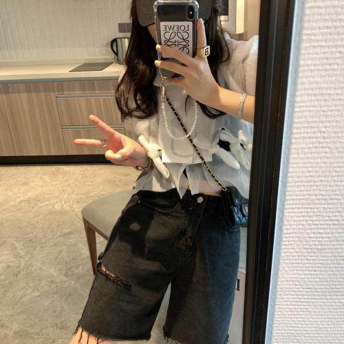 刀割牛仔中裤，女装，XTZ style