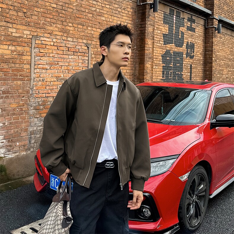 秋季2025老钱风抖音纯色休闲立领夹克店主风A236-82529-P130图片