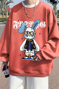 ！直播品质 重磅宽松大码港风卡通兔印花圆领卫衣WY96-特p28图片