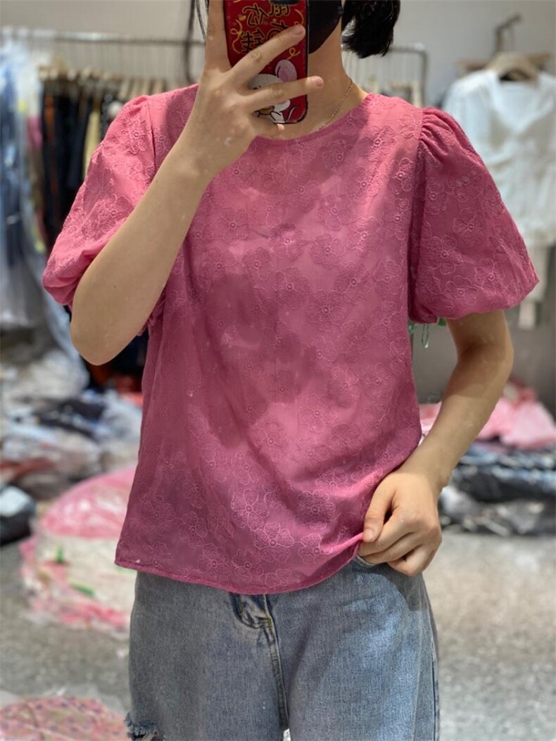 夏季新款洋气韩版绣花后飘带小衫,女装其它,L·H·X