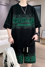 休闲运动套装夏季宽松阔版青少年学生短袖短裤一套A436-T66-P50，男装休闲套装，电商A436