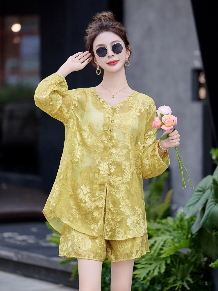 2025夏装新款新中式提花两件套,女装套装/套裙,曼琳思菲