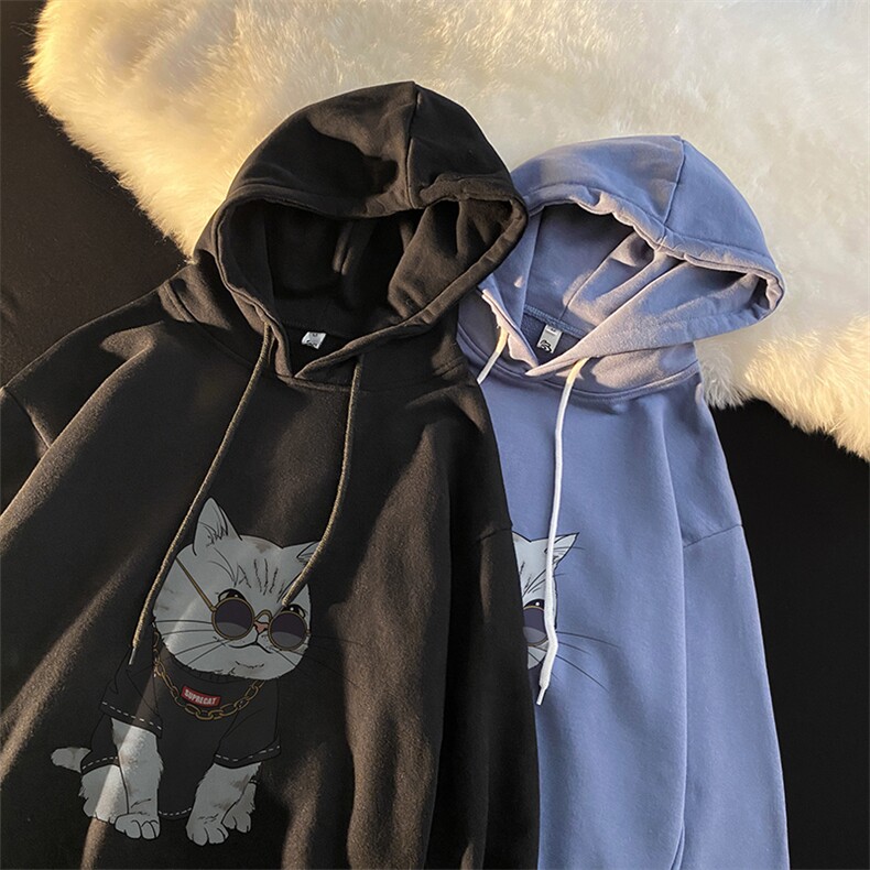 WY2044-P35 加绒款-P40 纯棉连帽卫衣男大码运动帽衫宽松薄外套男图片